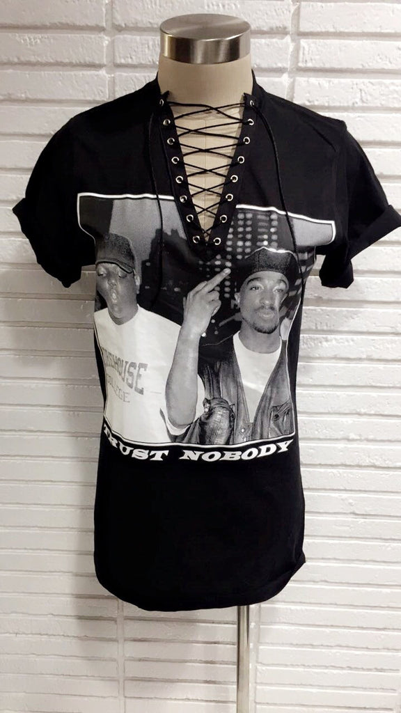 Biggie & Tupac Lace up top