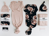 Little Nursling™ Knit Jersey Swaddle Baby Blanket | Mauve & Ivory Stripe