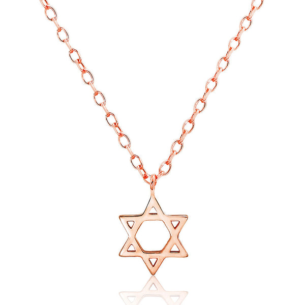 Rose Gold Plated Sterling Silver Star of David Necklace