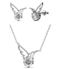 Destiny Jewellery Dove Necklace and Earring set embellished with Swarovski crystals