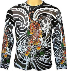 TIGER IREZUMI Japanese Tattoo LONG SLEEVE Japan Biker T Shirt Mens M L XL