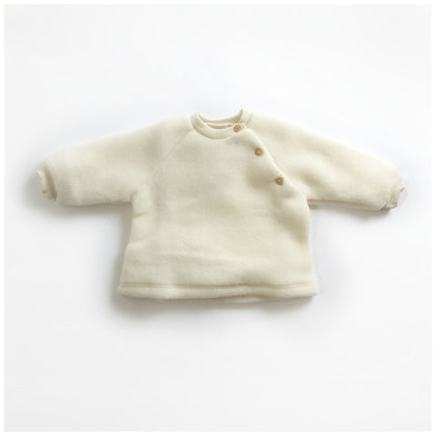 Soft organic 100% merino wool natural fleece sweater 0-12m