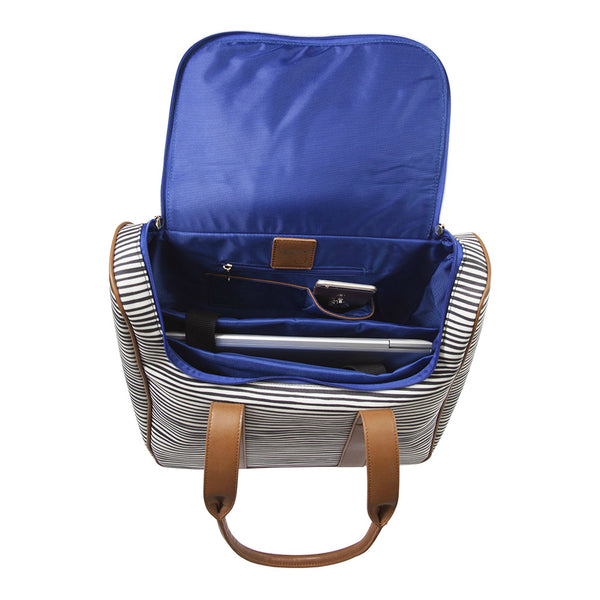 Camellia Marble and Stripes Rolling Tote Bag