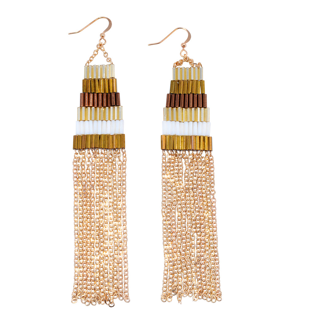 African-inspired handmade Cleopatra bronze-toned hoop earrings for women