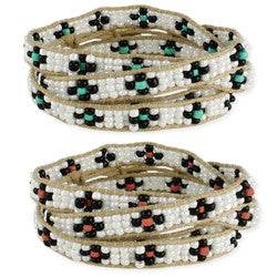 White & Color Beaded Wrap Bracelet - Anonymous L.A.