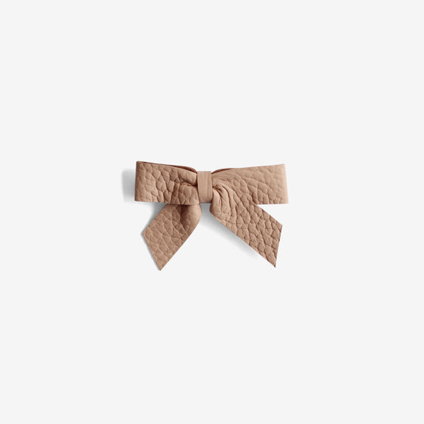 Anne Leather Bow Clip - Earth