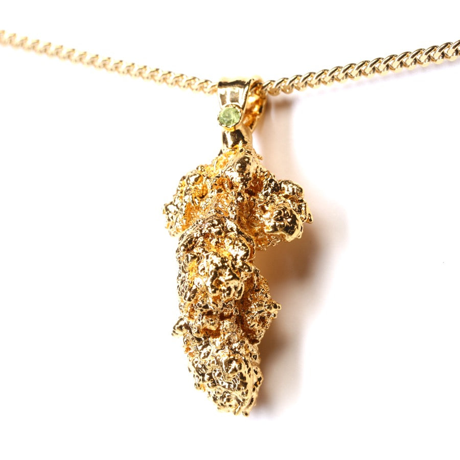 Gold Cannabis Nug with Peridot