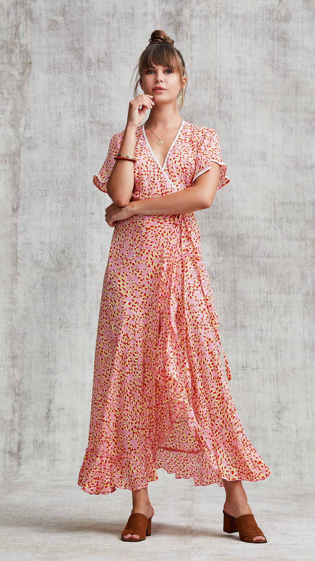 LONG DRESS JOE RUFFLED - PINK PAPILON