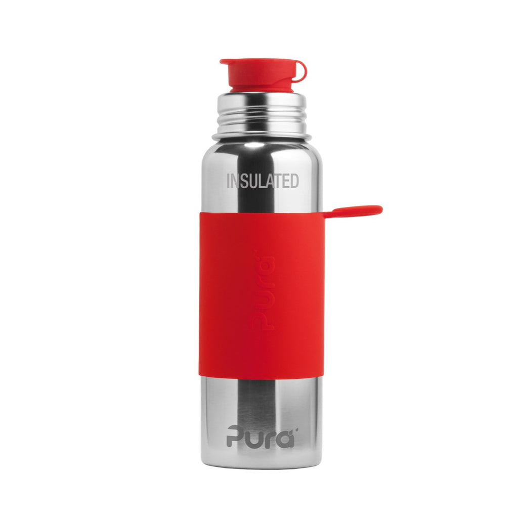 Pura Sport™ 22 oz / 651 ml Vacuum Insulated Bottle with Red Sleeve