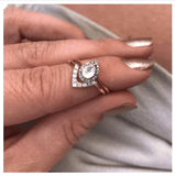 14k Gold Vermeil Pear Shape Moonstone & Diamond Ring - Carrie Elizabeth
