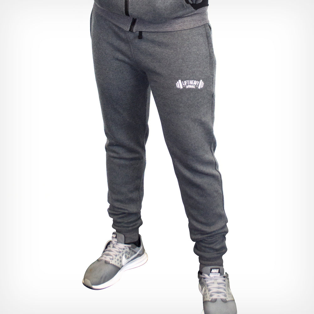 Men's Grey Fleece Cotton Tracksuit Bottoms Lift Heavy Apparel