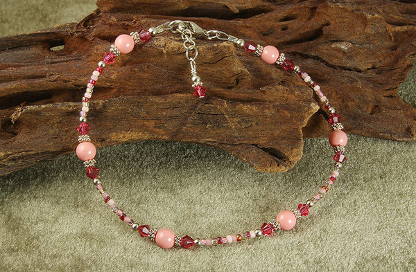 candy coral beaded anklet