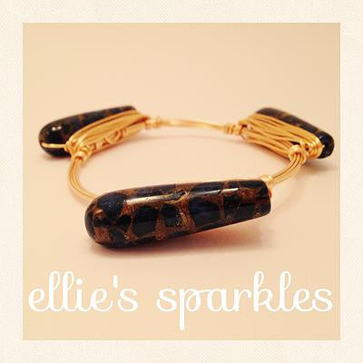 Marbled Teardrop Bangle (blue/gold tones)