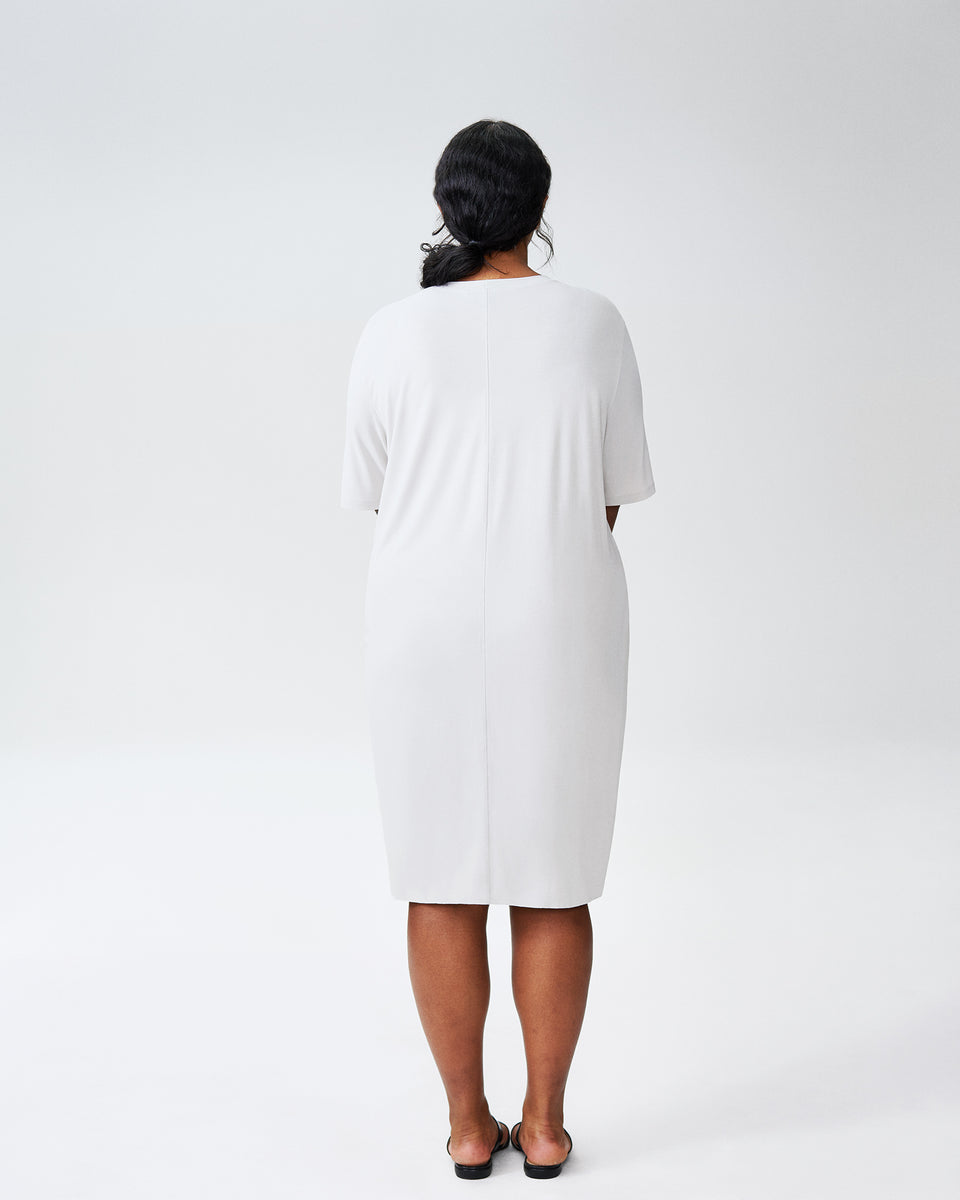 Monica Gathered Dress - Dove Grey