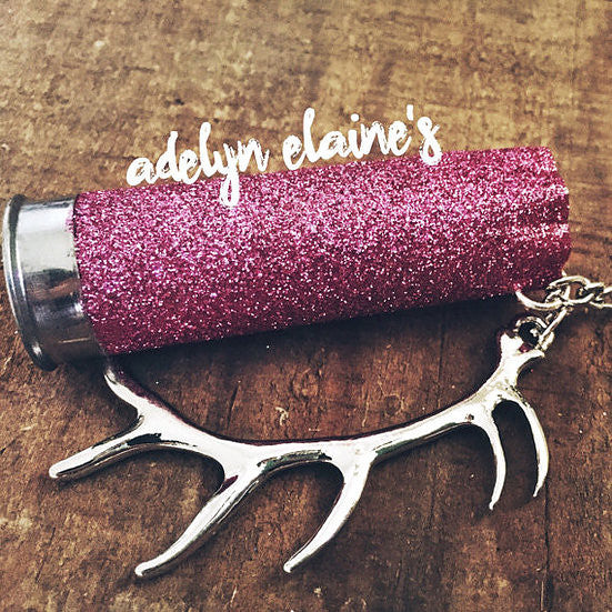 12 Gauge Shotgun Shell Keychain with Antler Charm