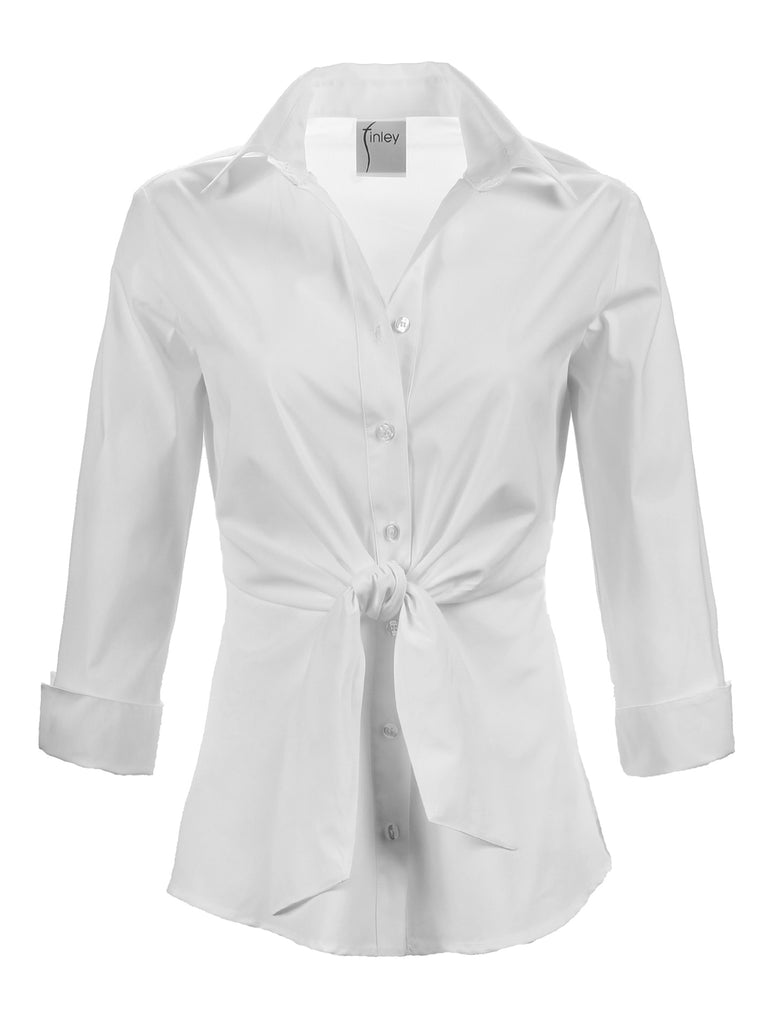 Walter Tie Front 3/4 Sleeve White