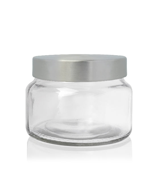 Little Beaute - Clear Jar with Brushed Silver Lid 270 -300mls