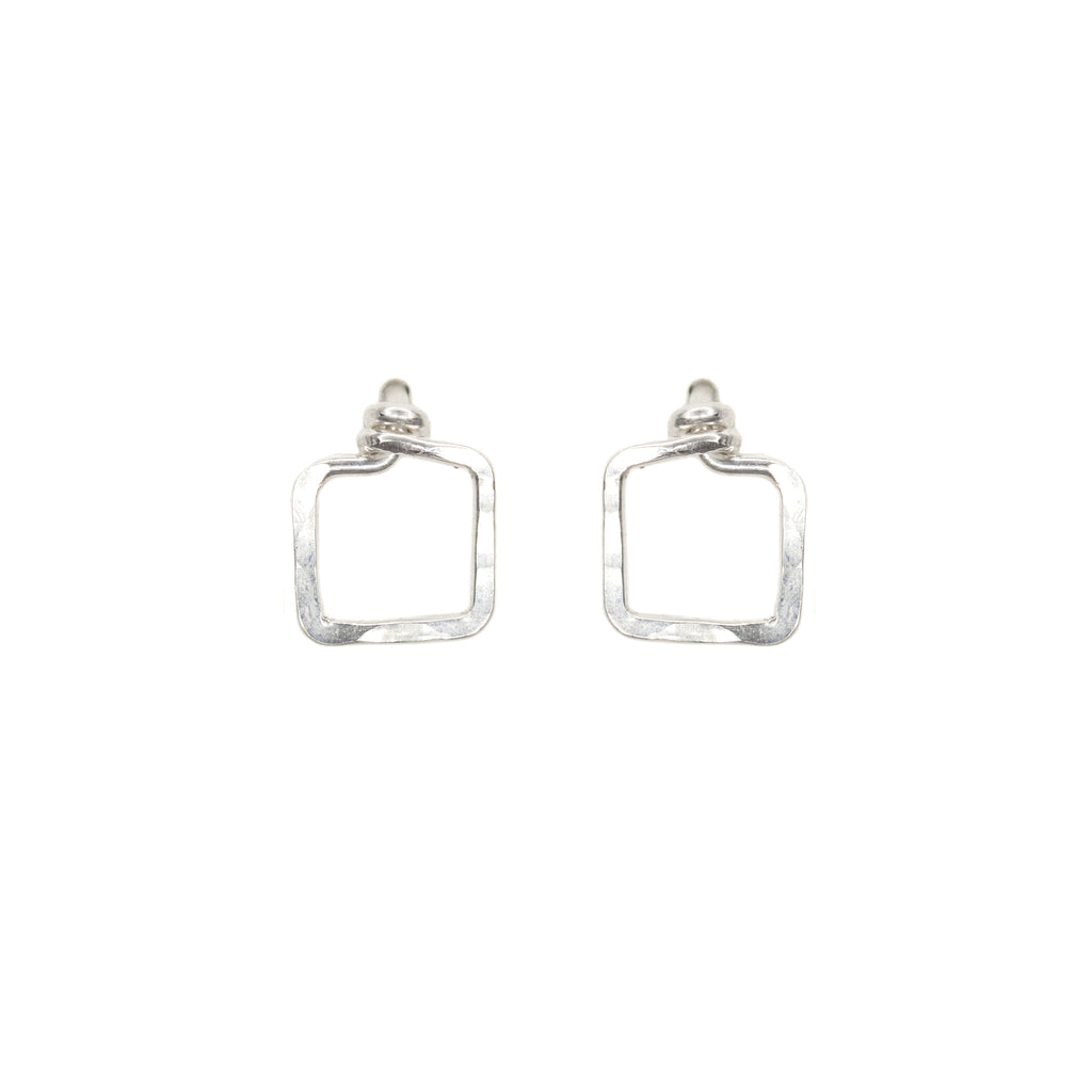 Mini Dawn Earrings - Small Square Sterling Silver Stud Earrings