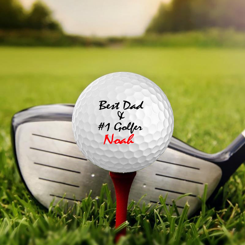 Set of 3 Custom UV Printed Golf Ball - Best Dad #1 Golfer