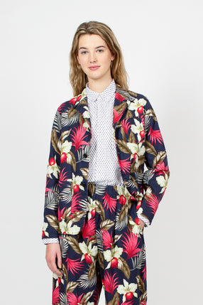 Loiter Hawaiian Floral Java Cloth Plaid Jacket