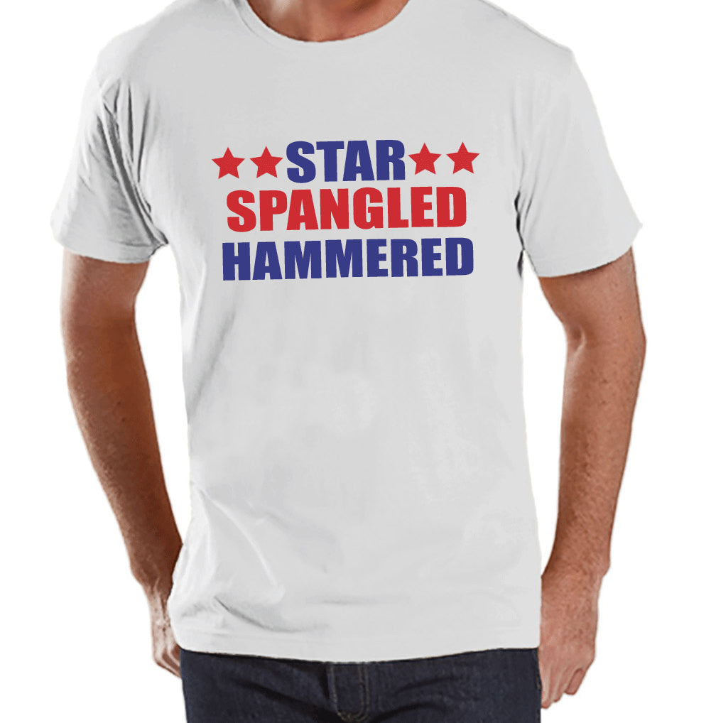 4th of July Shirt - Star Spangled Hammered Shirt - Men's White T-Shirt - Men's White Tee - Funny Fourth of July Shirt - Patriotic USA TShirt - Get The Party Started