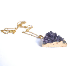 Drusy pendant // amethyst druzy// triangle pendant // layering necklace// crystal necklace // boho necklace //