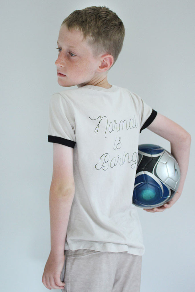 Normal Is Boring Vintage Ringer Tee - Bam Kids