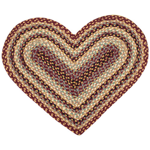 Burgundy/Gray/Cream Heart Shaped Braided Jute Rug 10-357