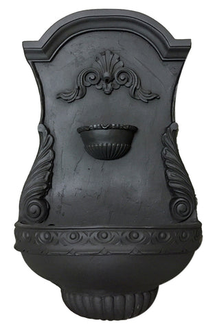 Classic Shell Motif Outdoor Wall Water Fountain, Black Color Finish