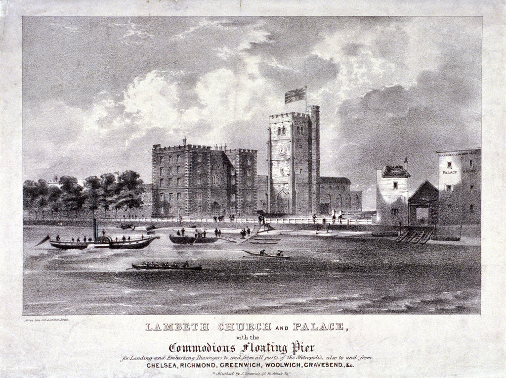 Detail of Lambeth Church and Palace, London by F Alvey