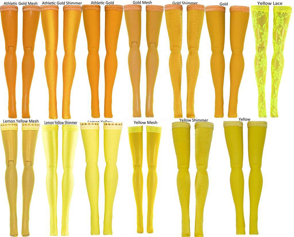 Yellow/Gold Stripe Doll Stockings for Barbie - Francie - Skipper - Ken - Stacey - Fashionista - Curvy - Tall - Petite - Silkstone - 17" Barbie - 18" Supersize Barbie - Stacey