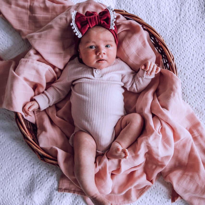 vintage blush muslin wrap snuggle hunny kids