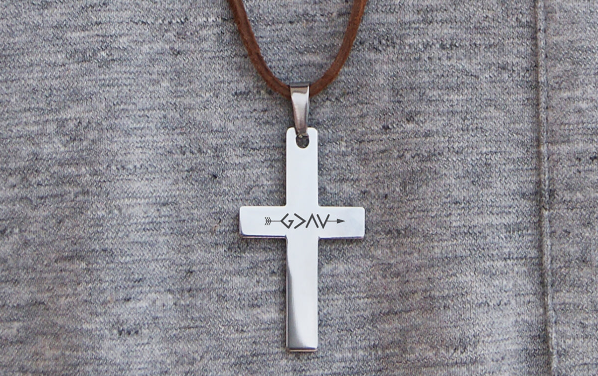 Cross Leather Necklace For Men Personalized