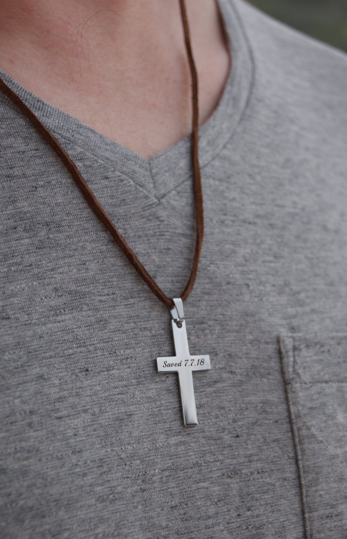 Cross Leather Necklace For Men Personalized