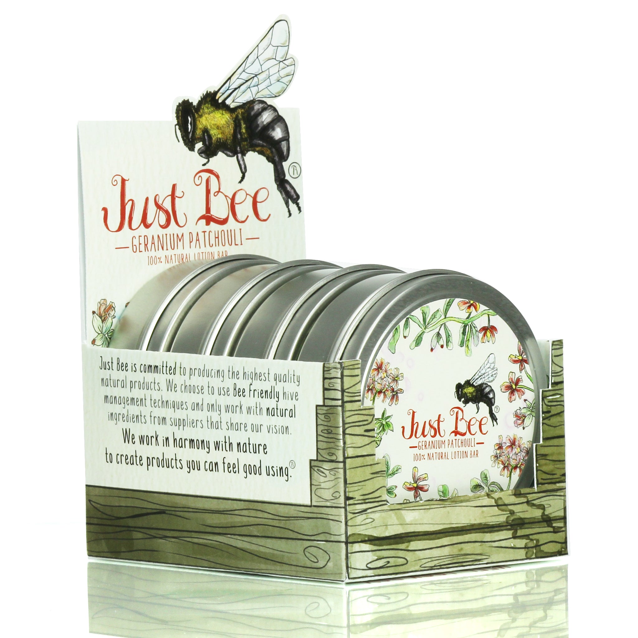 Just Bee Cosmetics - Lotion Bar - Patchouli Geranium Box