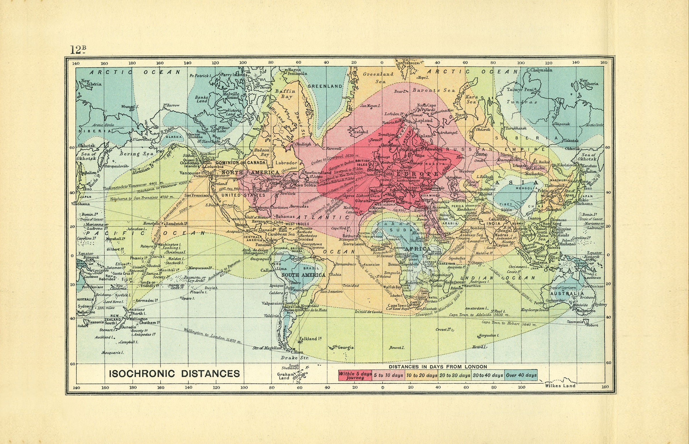 1914 Isochronic World Map