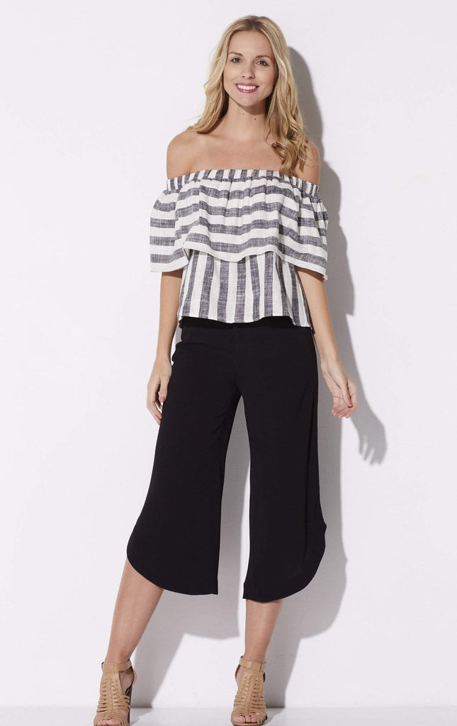 Gray & White Off the Shoulder