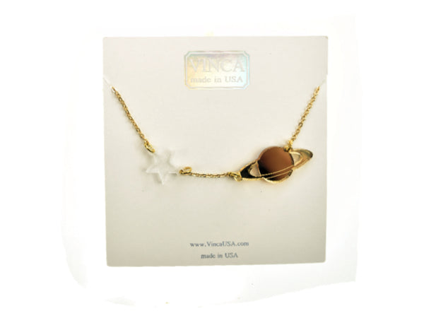 Saturn and Star Necklace
