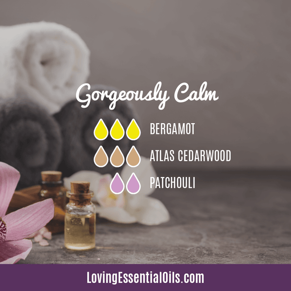 Bergamot Essential Oil Diffuser Blends by Loving Essential Oils | Gorgeously Calm with bergamot, atlas cedarwood, and patchouli oil