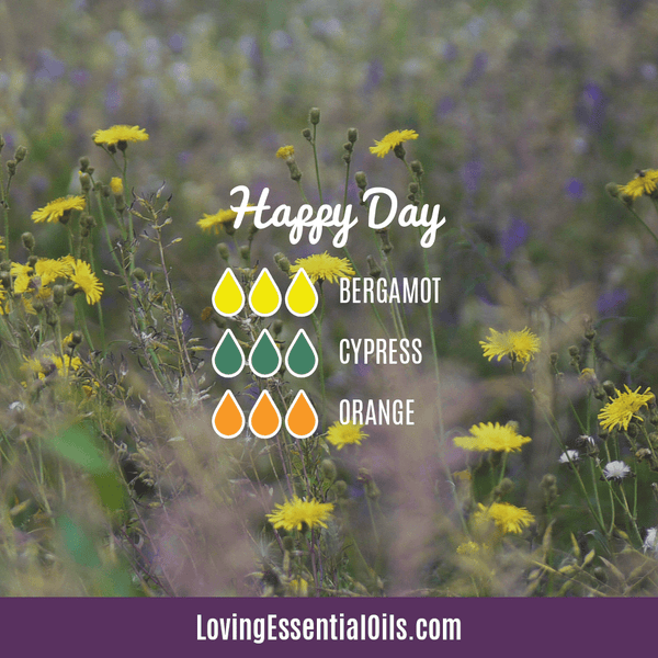 Essential Oil Blends with Bergamot by Loving Essential Oils | Happy Day with bergamot, cypress, and orange essential oil