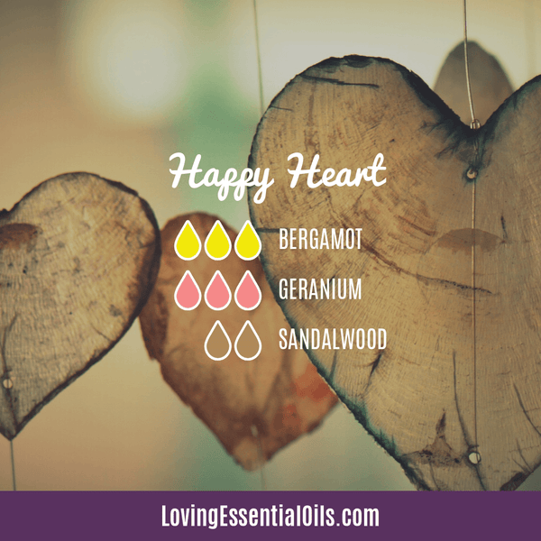 Bergamot Essential Oil Blends Well With by Loving Essential Oils | Happy Heart with bergamot, geranium, and sandalwood oil