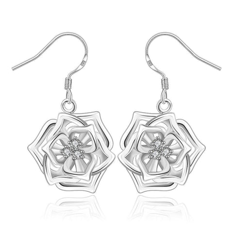 Sterling Silver Blossoming Floral Drop Earring - rubiquejewelry.com