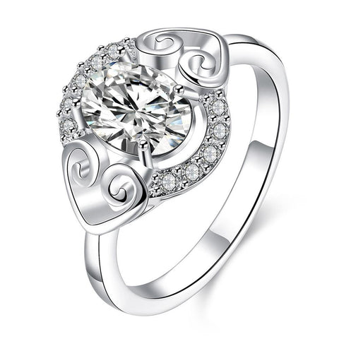 Petite Crystal Stone Duo Hearts Laser Cut Ring - rubiquejewelry.com