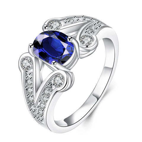 Mock Sapphire Duo Curved Lining Ring - rubiquejewelry.com