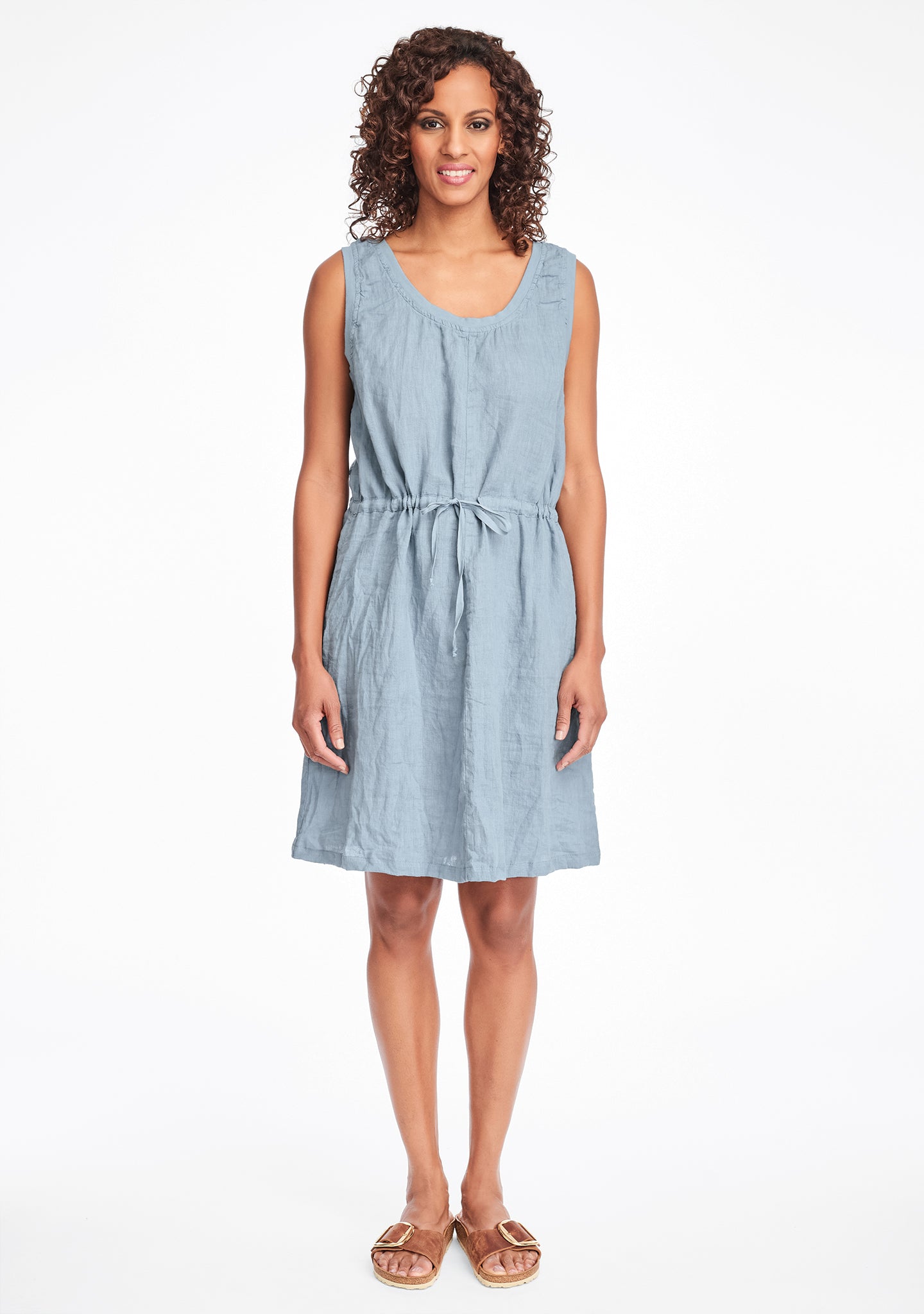 metro dress linen summer dress blue