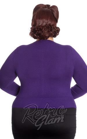 Hell Bunny Curvy Paloma Cardigan in Purple Back Hell Bunny Curvy Paloma Cardigan in Purple Back