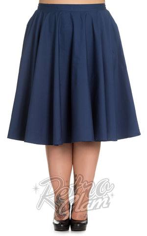 Hell Bunny Plus Size Paula 50s Skirt in Navy Hell Bunny Plus Size Paula 50s Skirt in Navy