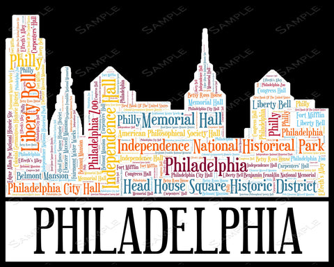 Personalized Philadelphia Skyline Birthday Gifts Birthday Gift Word Art 8 x 10 Print 21st 30th 40th 50th 60th 70th 80th Birthday Gift Ideas