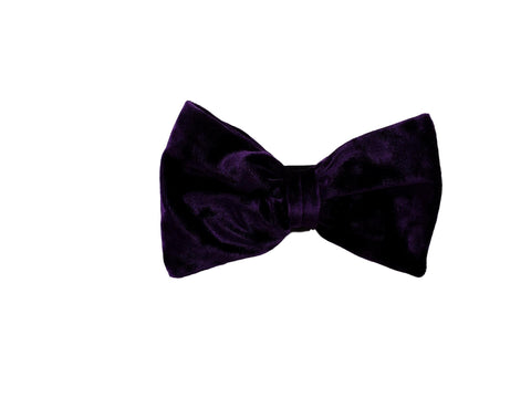 deep purple velvet bow tie