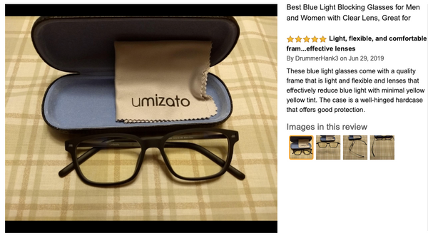 blue light filtering glasses amazon umizato 5 star review lightest computer glasses